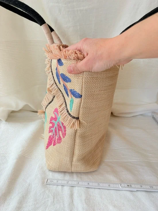 Stella & Dot Antibes Straw and Raffia Tote
Bag Embroidered Shake Your Palms - Picture 7 of 12